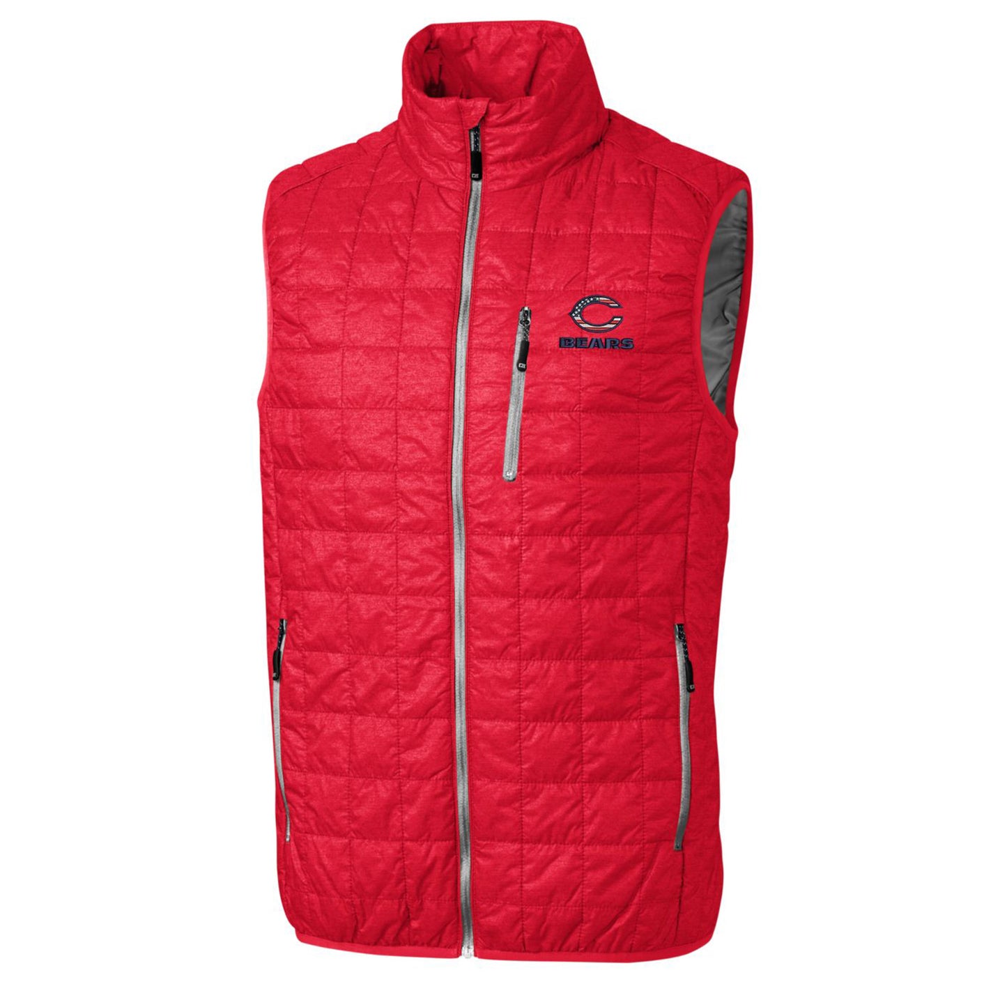 Men's Cutter & Buck Red Chicago Bears Americana Rainier Full-Zip Vest