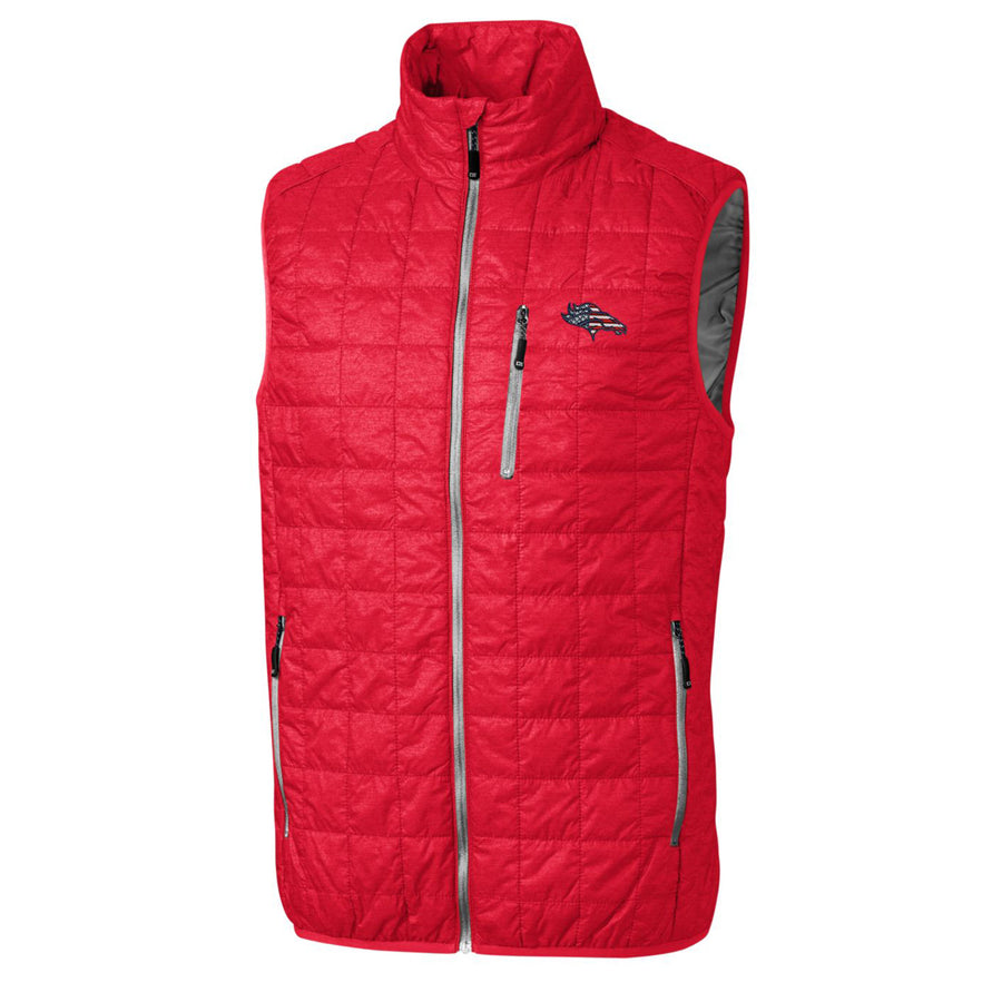Men's Cutter & Buck Red Denver Broncos Americana Rainier Full-Zip Vest