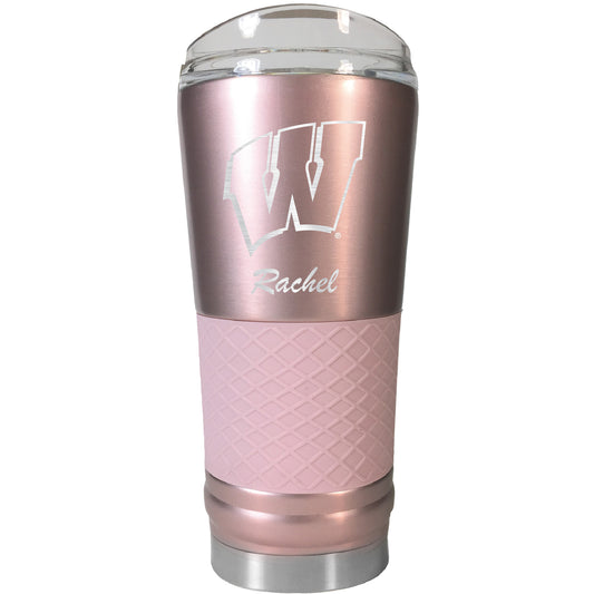 Wisconsin Badgers 24oz. Personalized Rose Gold Draft Tumbler