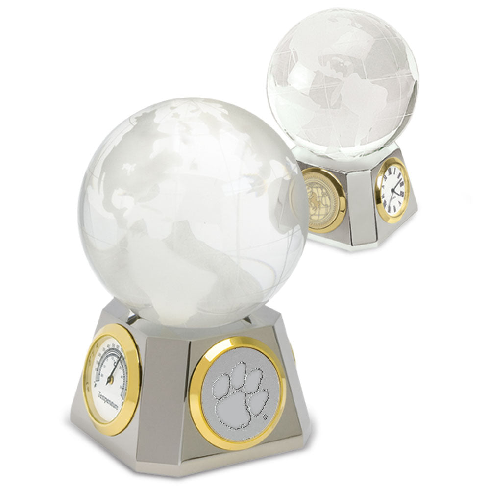 Silver Clemson Tigers Desk Clock & Weather Station