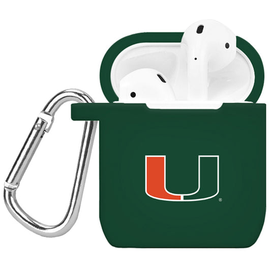 Green Miami Hurricanes Silicone AirPods Case
