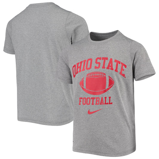 Youth Nike Heathered Gray Ohio State Buckeyes Retro Lockup Legend Performance T-Shirt