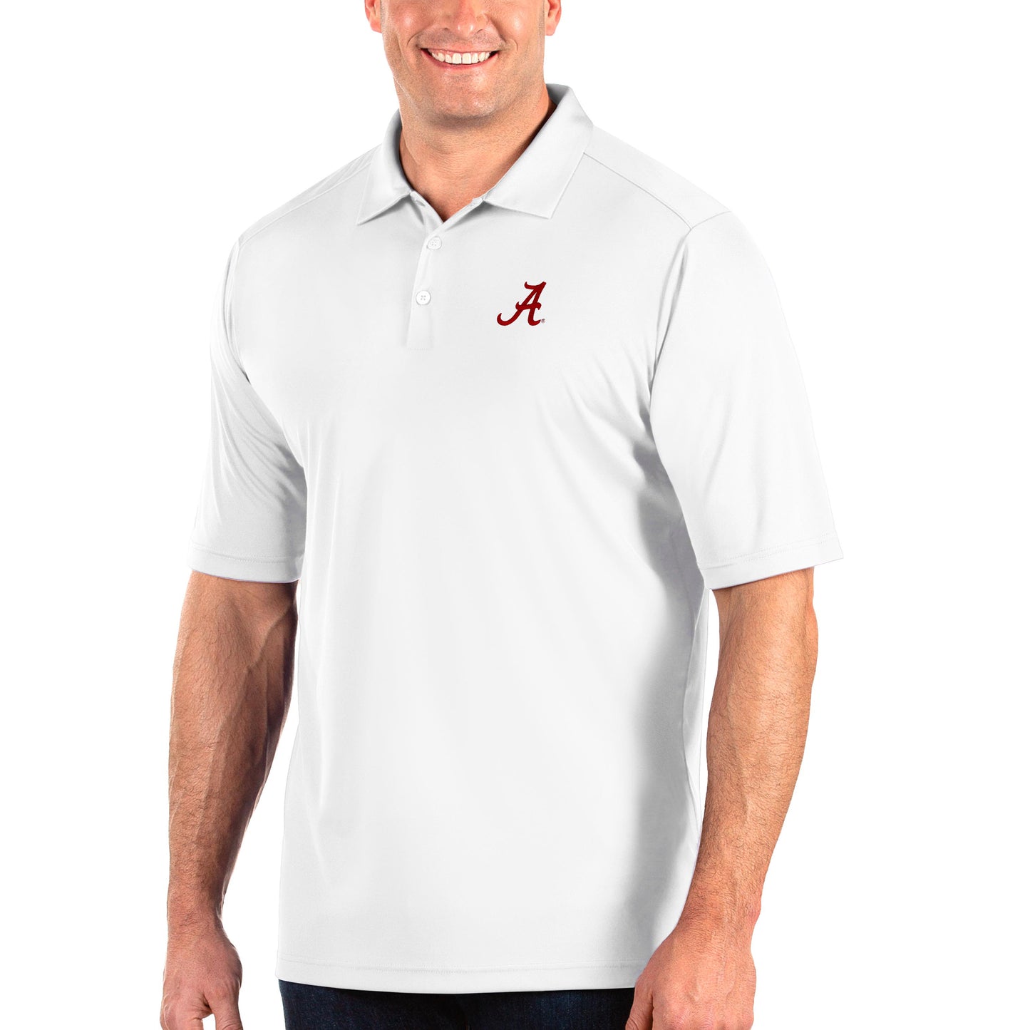 Men's Antigua White Alabama Crimson Tide Big & Tall Tribute Polo