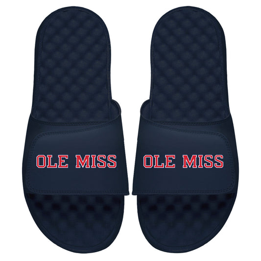 Youth ISlide Navy Ole Miss Rebels Wordmark Slide Sandals