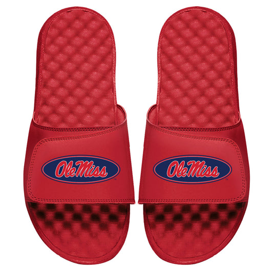 Youth ISlide Red Ole Miss Rebels Circle Logo Slide Sandals