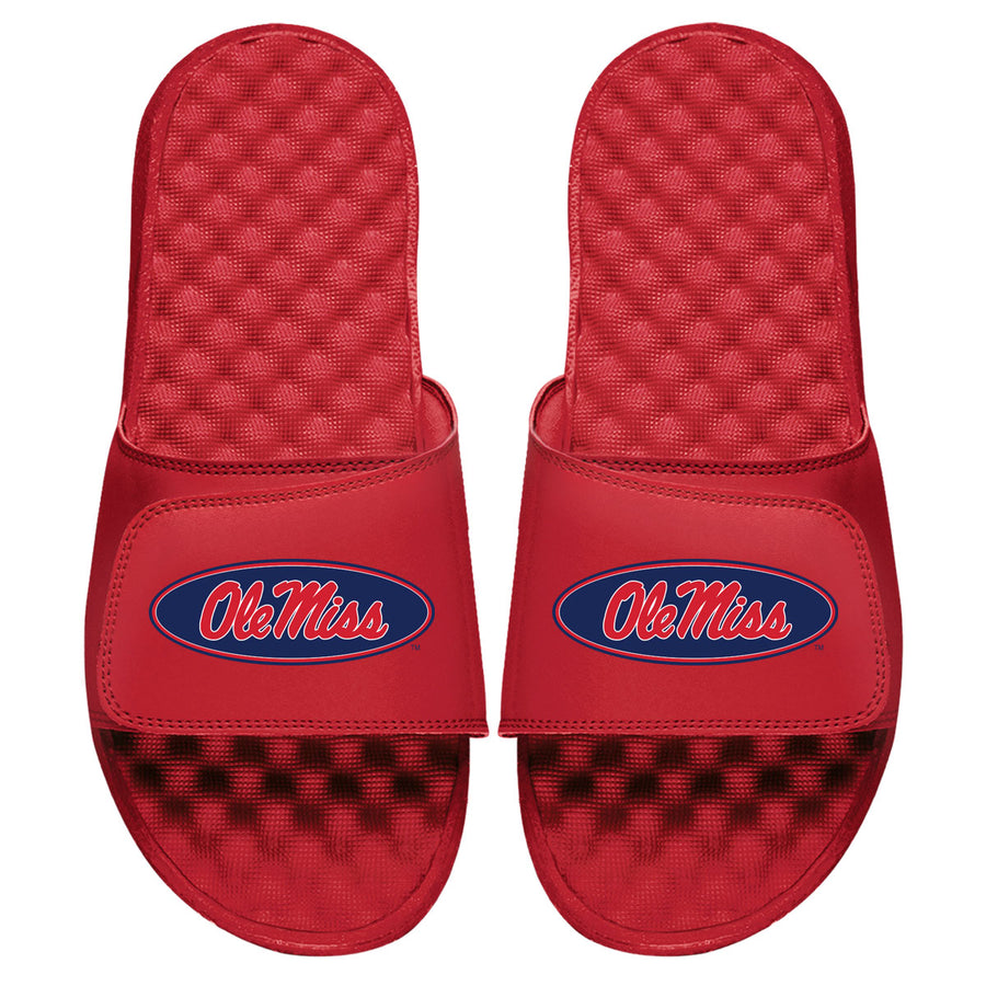 Youth ISlide Red Ole Miss Rebels Circle Logo Slide Sandals