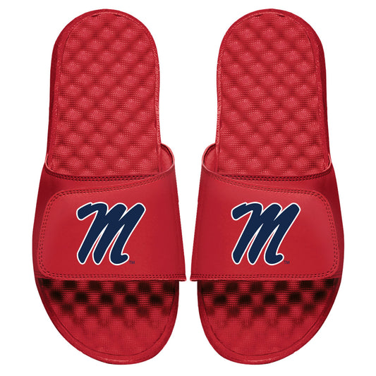 Youth ISlide Red Ole Miss Rebels Cursive Logo Slide Sandals