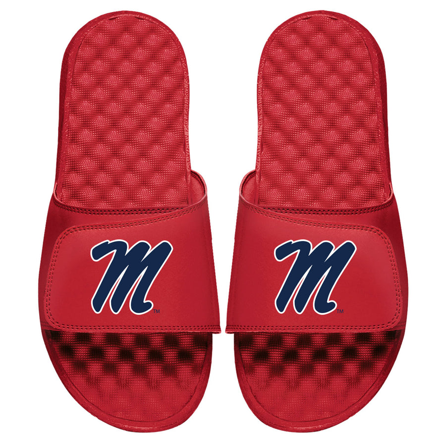 Youth ISlide Red Ole Miss Rebels Cursive Logo Slide Sandals