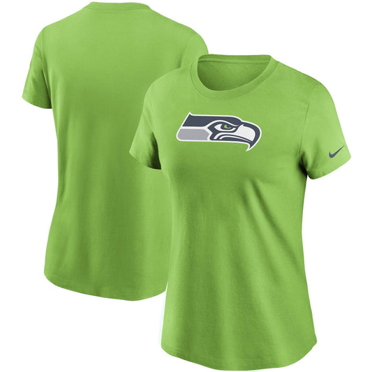 Women's Nike Neon Green Seattle Seahawks Logo Essential T-Shirt