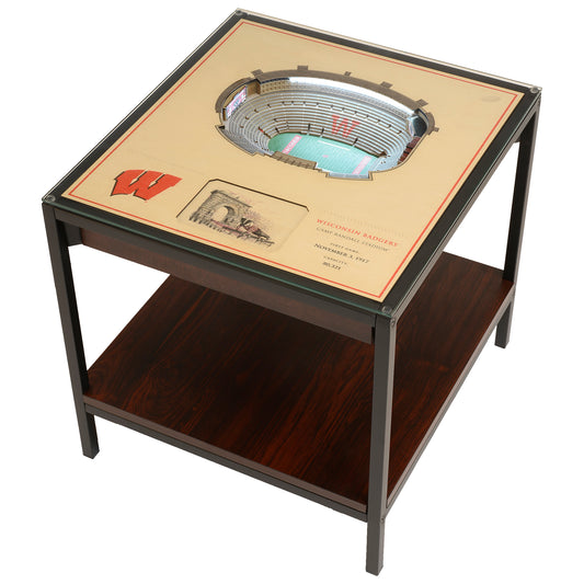 Brown Wisconsin Badgers 25-Layer StadiumView Lighted End Table