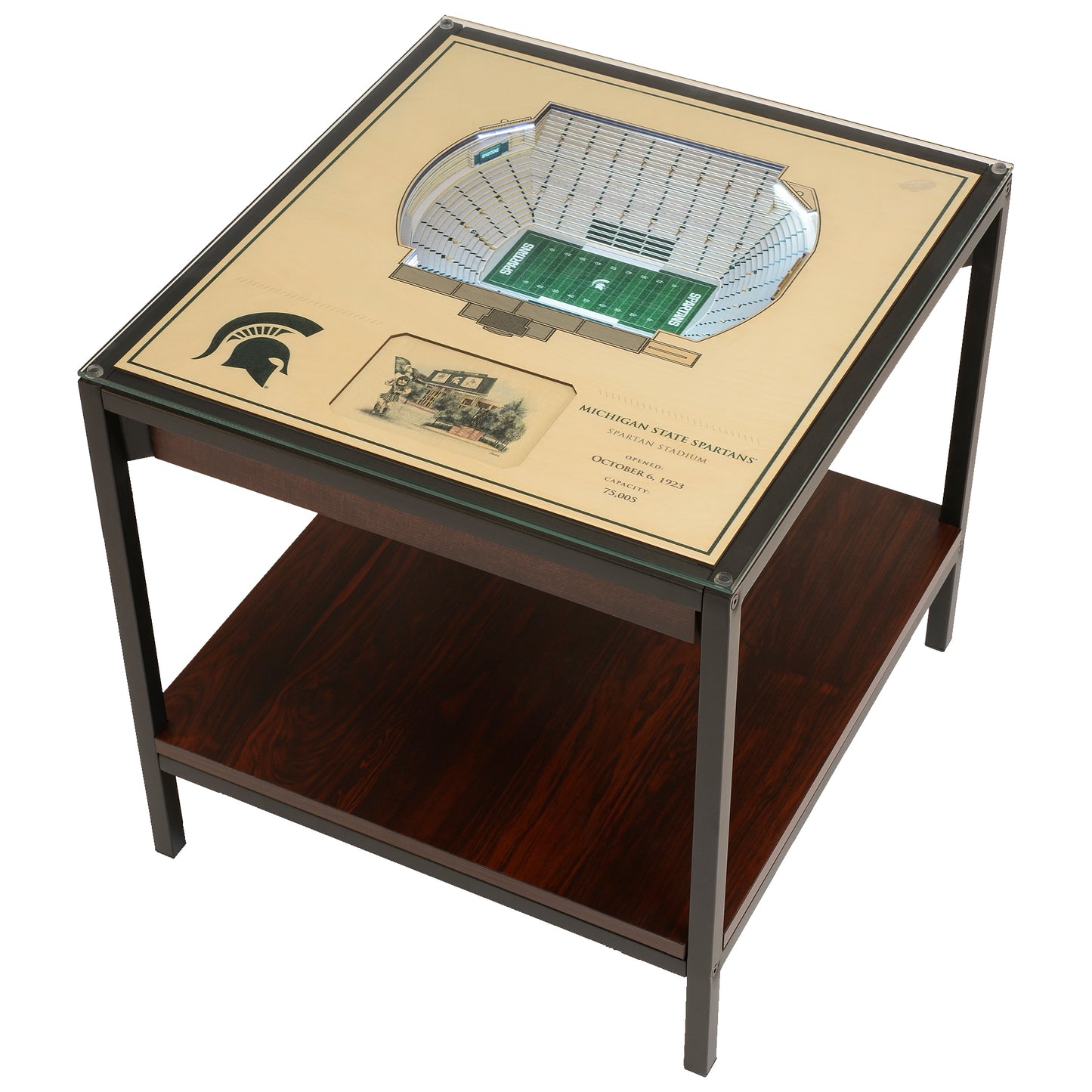 Brown Michigan State Spartans 25-Layer StadiumView Lighted End Table