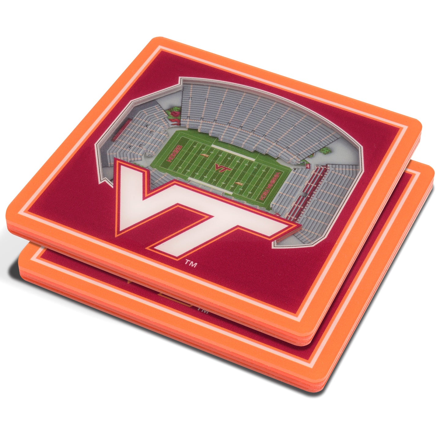 Red Virginia Tech Hokies 3D StadiumViews Coasters