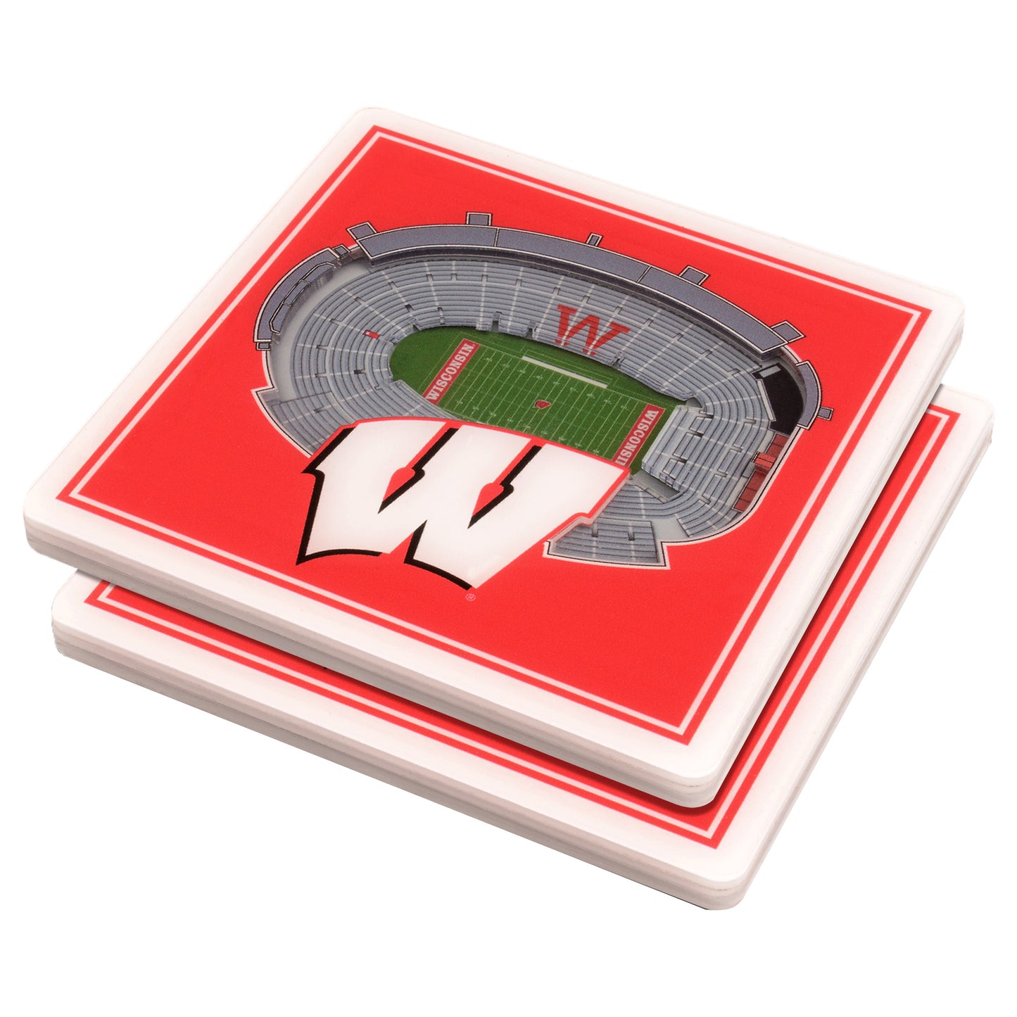 Red Wisconsin Badgers 3D StadiumViews Coasters