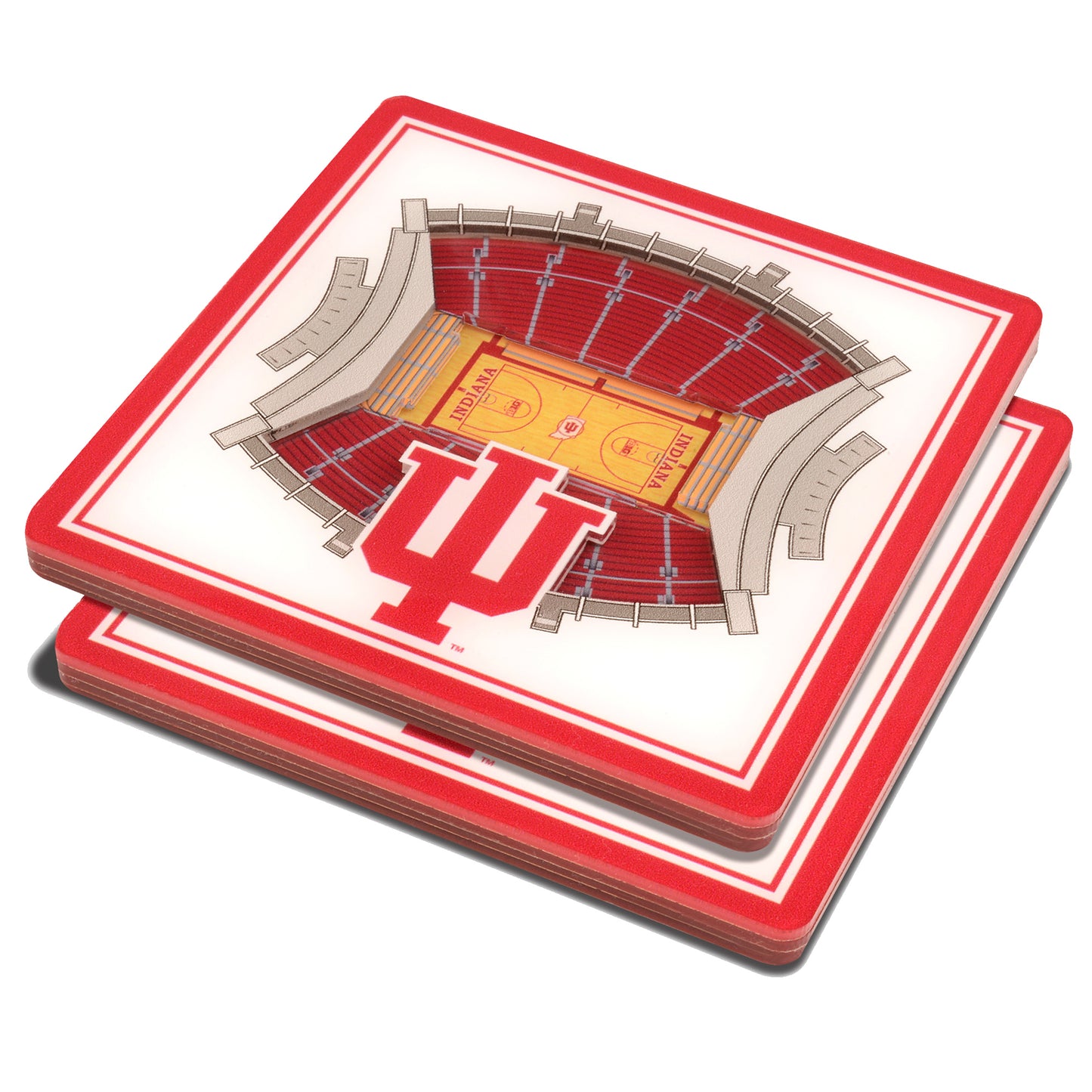 White Indiana Hoosiers 3D StadiumViews Coasters