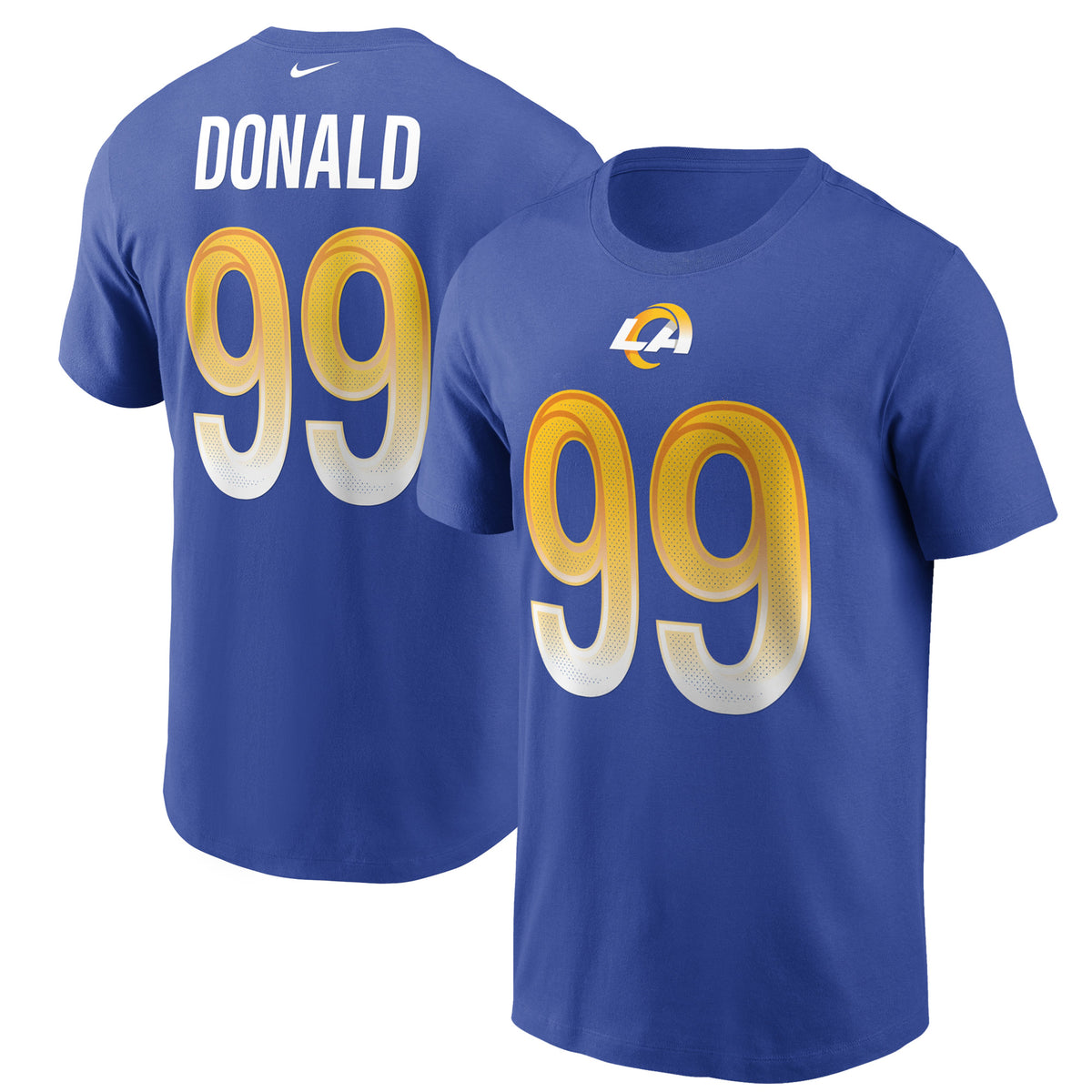 Men's Nike Aaron Donald Royal Los Angeles Rams Name & Number T-Shirt