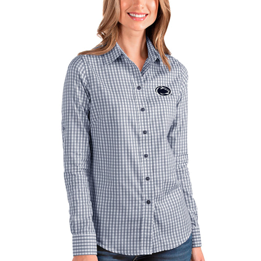 Women's Antigua Navy/White Penn State Nittany Lions Structure Button-Up Shirt