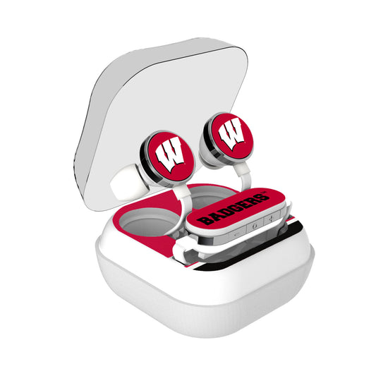 Wisconsin Badgers Stripe Design Wireless Earbuds