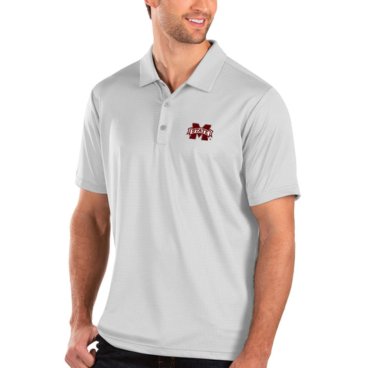 Men's Antigua White Mississippi State Bulldogs Balance Polo