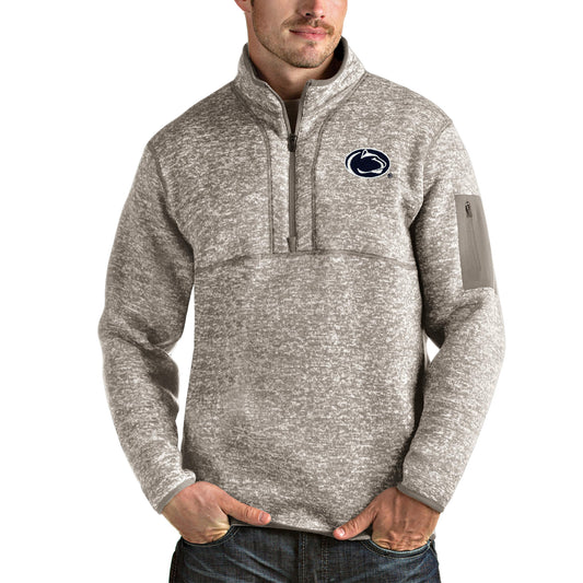 Men's Antigua Oatmeal Penn State Nittany Lions Fortune Half-Zip Pullover Jacket