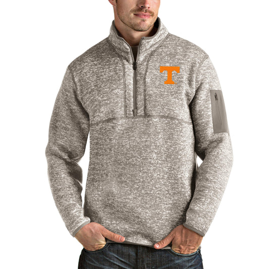 Men's Antigua Oatmeal Tennessee Volunteers Fortune Half-Zip Pullover Jacket