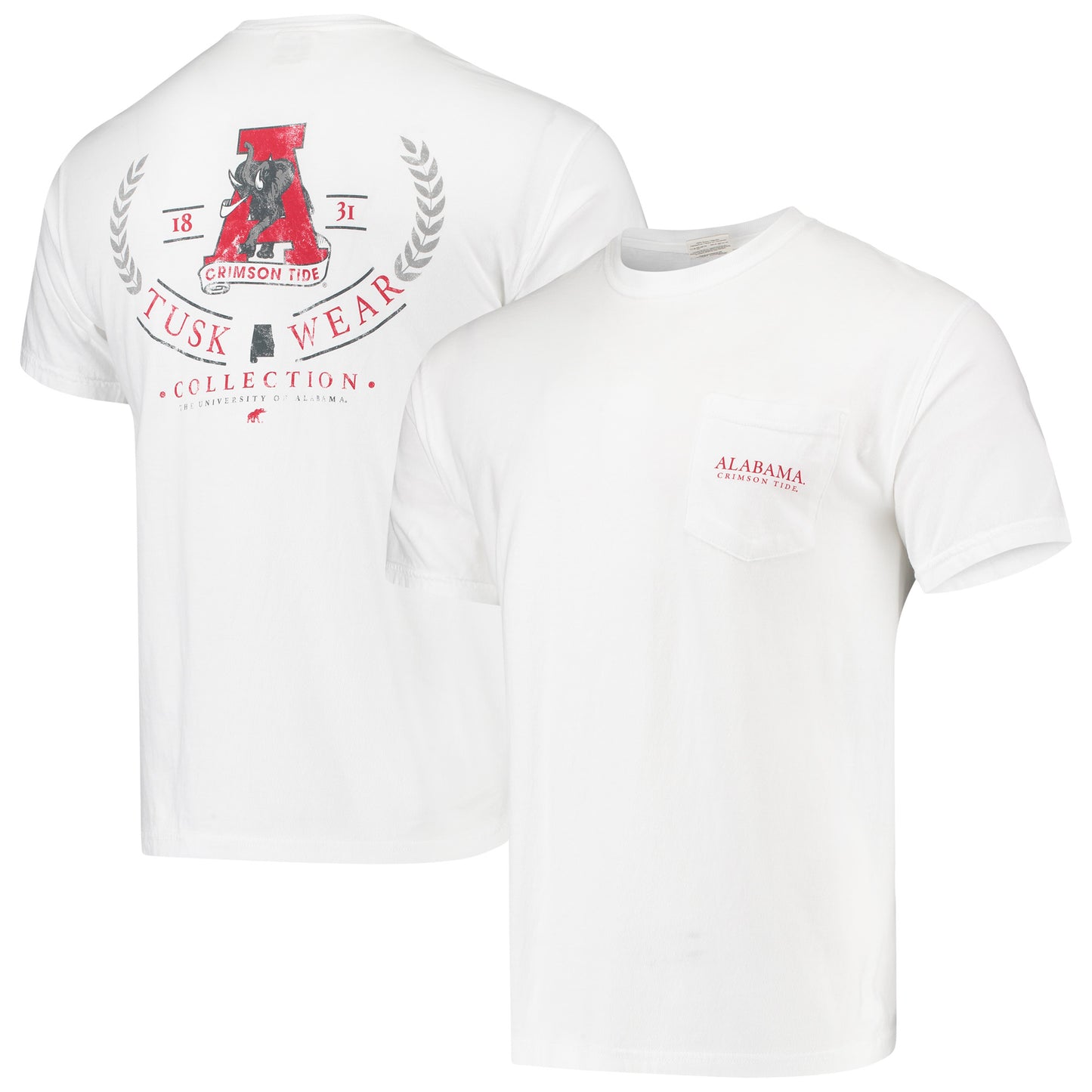 Men's White Alabama Crimson Tide Logo Arch Comfort Colors T-Shirt