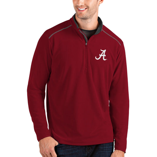 Men's Antigua Crimson/Charcoal Alabama Crimson Tide Glacier Quarter-Zip Pullover Jacket