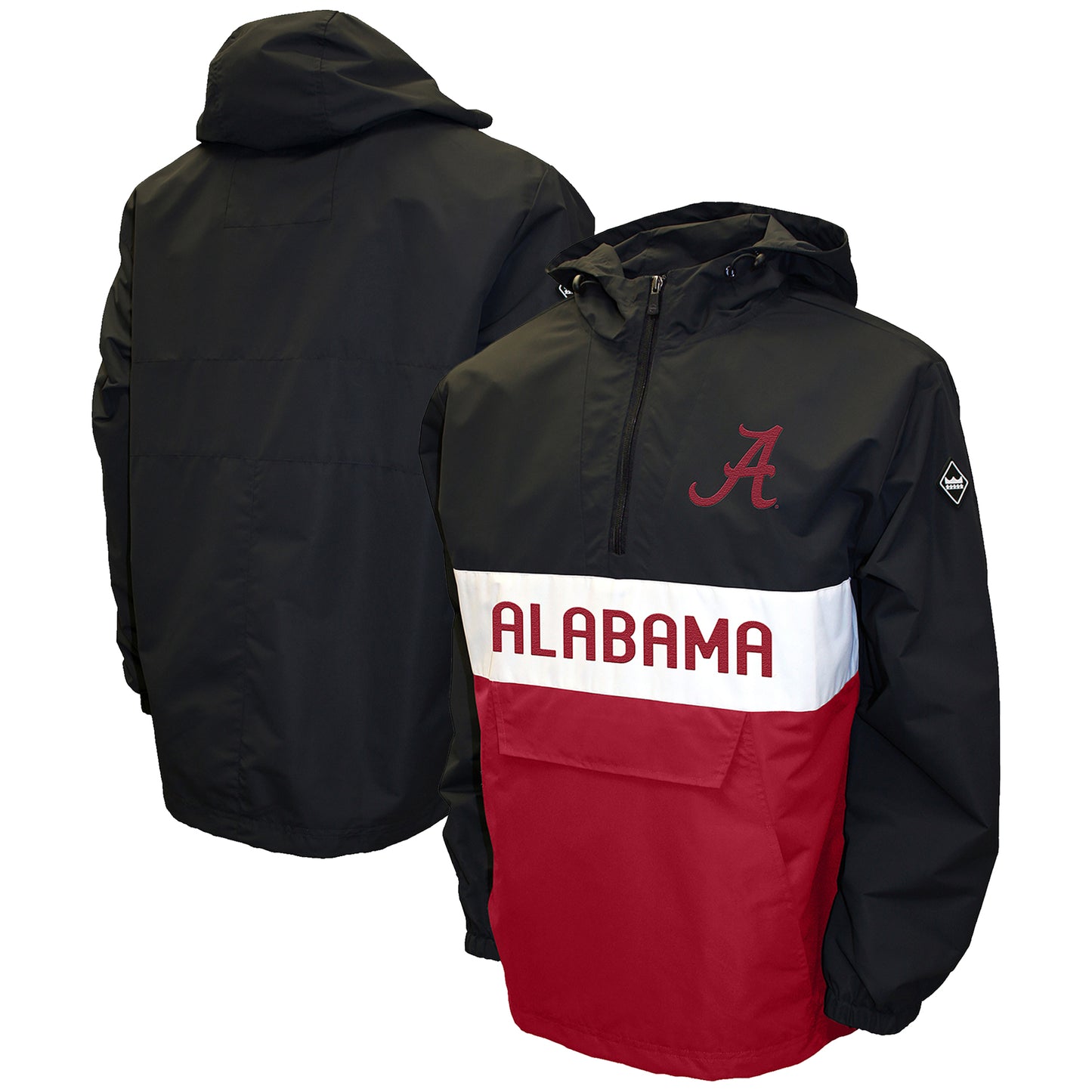 Men's Franchise Club Black Alabama Crimson Tide Alpha Anorak Half-Zip Pullover Jacket