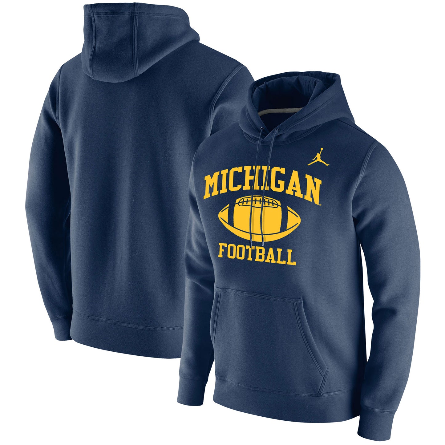 Men's Jordan Navy Michigan Wolverines Retro Football Club Fleece Pullover Hoodie