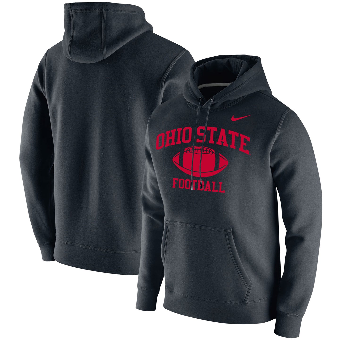 Men's Nike Black Ohio State Buckeyes Retro Football Club Fleece Pullover Hoodie