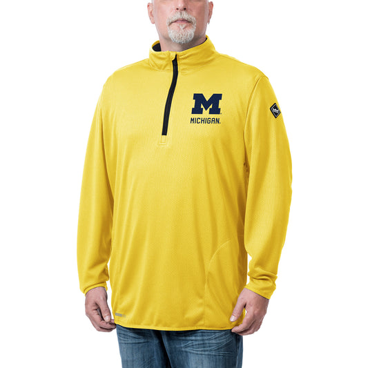 Men's Franchise Club Maize Michigan Wolverines Flow Thermatec Quarter-Zip Pullover Jacket