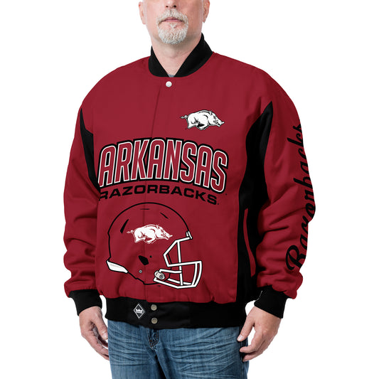 Men's Franchise Club Cardinal Arkansas Razorbacks Top Dog Cotton Twill Full-Snap Jacket