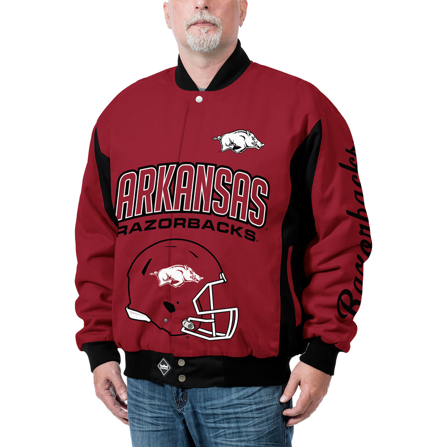 Men's Franchise Club Cardinal Arkansas Razorbacks Top Dog Cotton Twill Full-Snap Jacket
