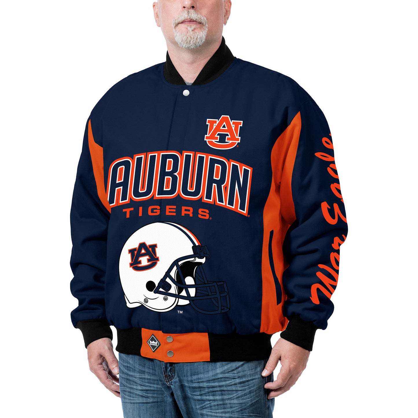 Men's Franchise Club Navy Auburn Tigers Top Dog Cotton Twill Full-Snap Jacket