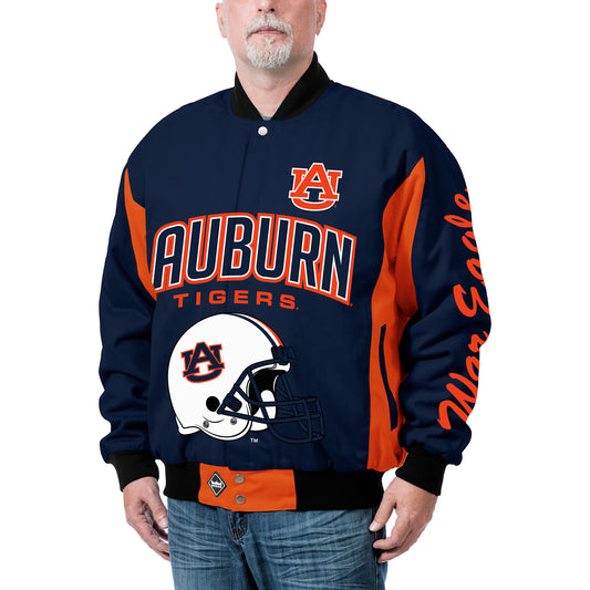 Men's Franchise Club Navy Auburn Tigers Top Dog Cotton Twill Full-Snap Jacket