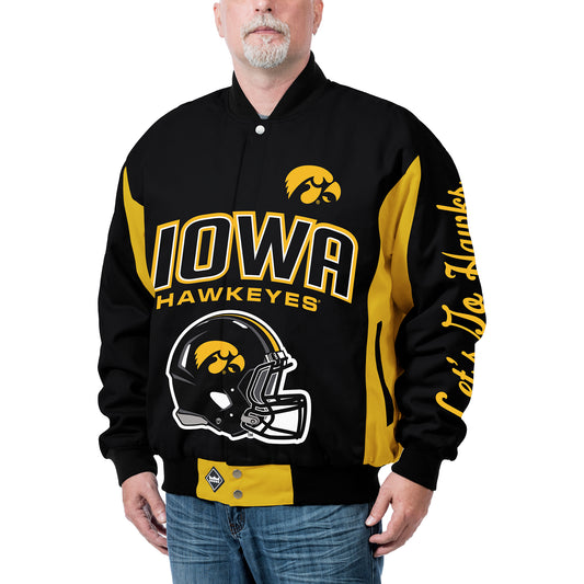 Men's Franchise Club Black Iowa Hawkeyes Top Dog Cotton Twill Full-Snap Jacket