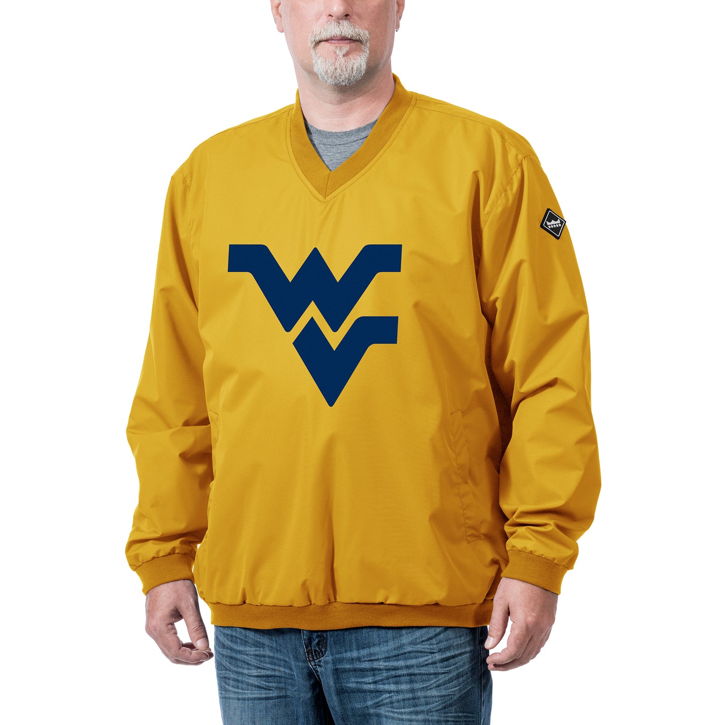 Men's Franchise Club Gold West Virginia Mountaineers Logo Windshell Pullover