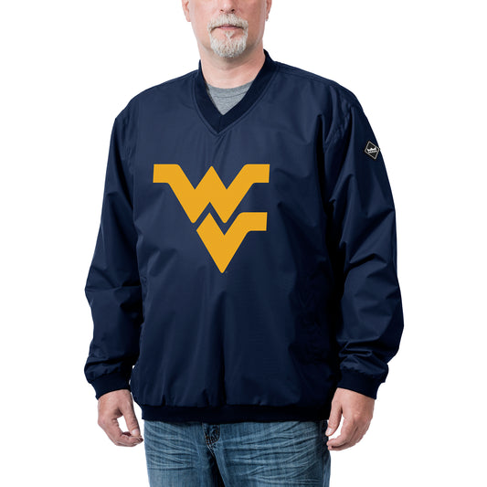 Men's Franchise Club Navy West Virginia Mountaineers Logo Windshell Pullover