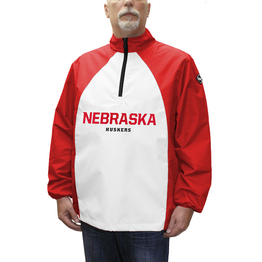 Men's Franchise Club White/Scarlet Nebraska Huskers Game Day Windshell Quarter-Zip Jacket