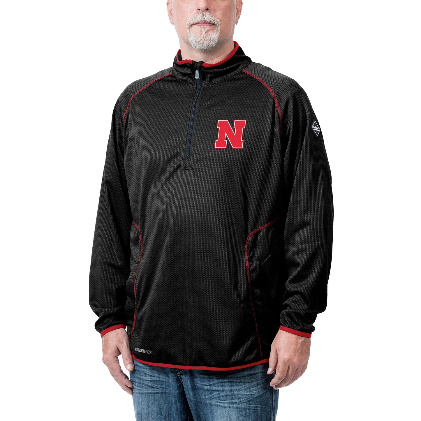 Men's Franchise Club Black Nebraska Huskers Tone Tech Thermatec Quarter-Zip Pullover Jacket