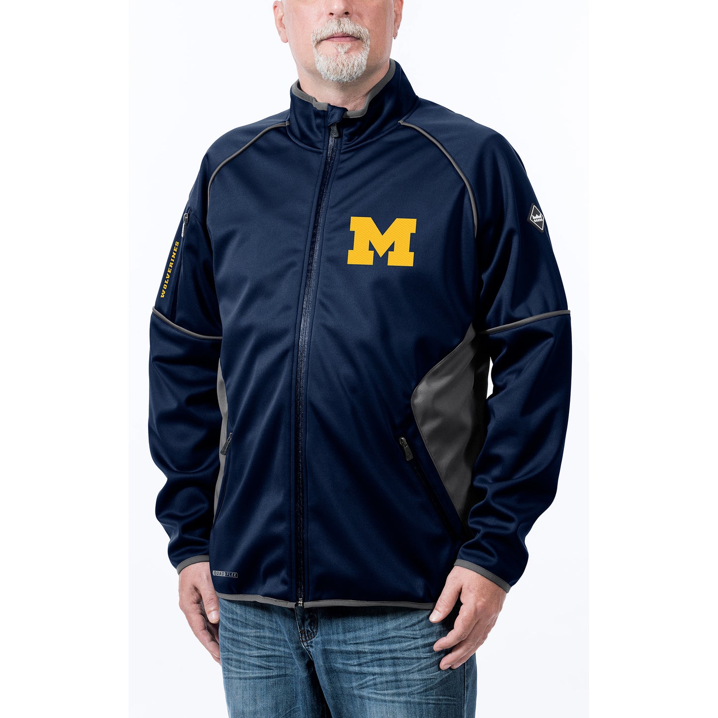 Men's Franchise Club Navy Michigan Wolverines Stadium Softshell Full-Zip Jacket