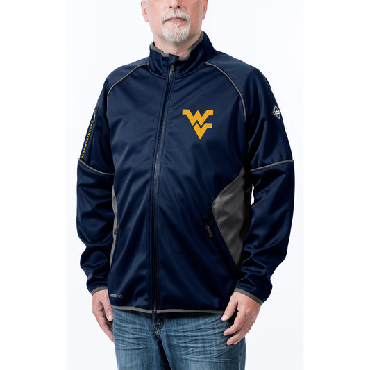 Men's Franchise Club Navy West Virginia Mountaineers Stadium Softshell Full-Zip Jacket