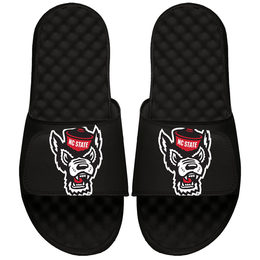 Men's ISlide Black NC State Wolfpack Blown Up Logo Slide Sandals