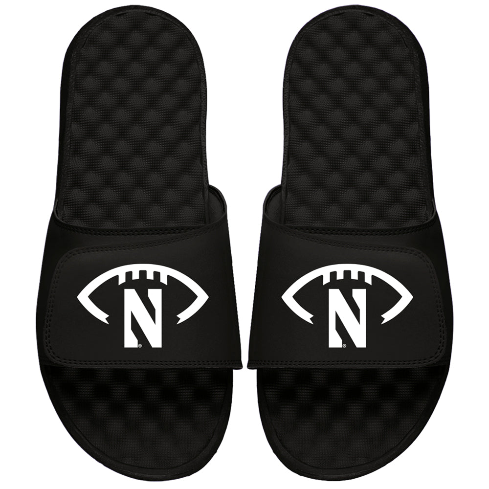 Men's ISlide Black Northwestern Wildcats Football Logo Slide Sandals