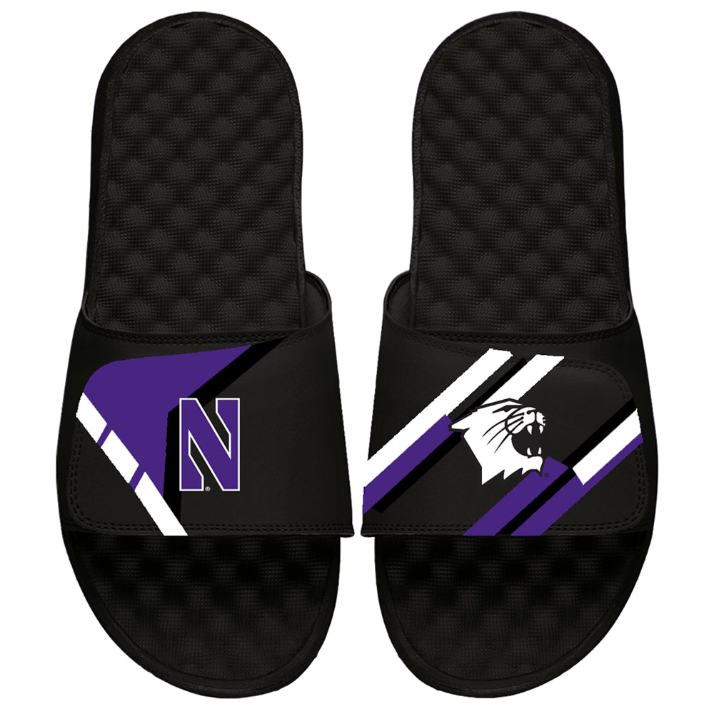 Men's ISlide Black Northwestern Wildcats Varsity Starter Jacket Slide Sandals