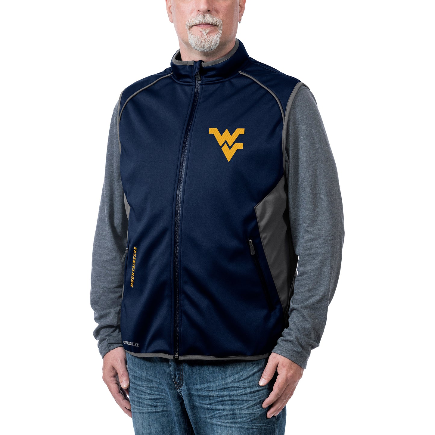 Men's Franchise Club Navy West Virginia Mountaineers Stadium Softshell Vest