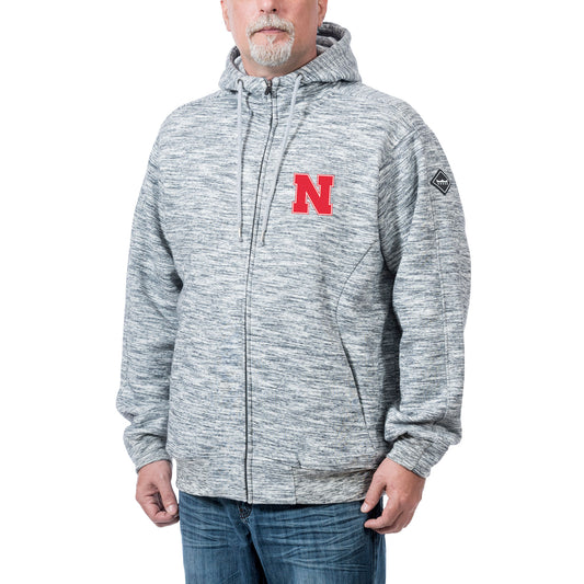 Men's Heather Gray Nebraska Huskers Clutch Full-Zip Hoodie