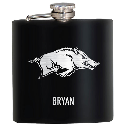 Black Arkansas Razorbacks 6oz. Personalized Stealth Hip Flask