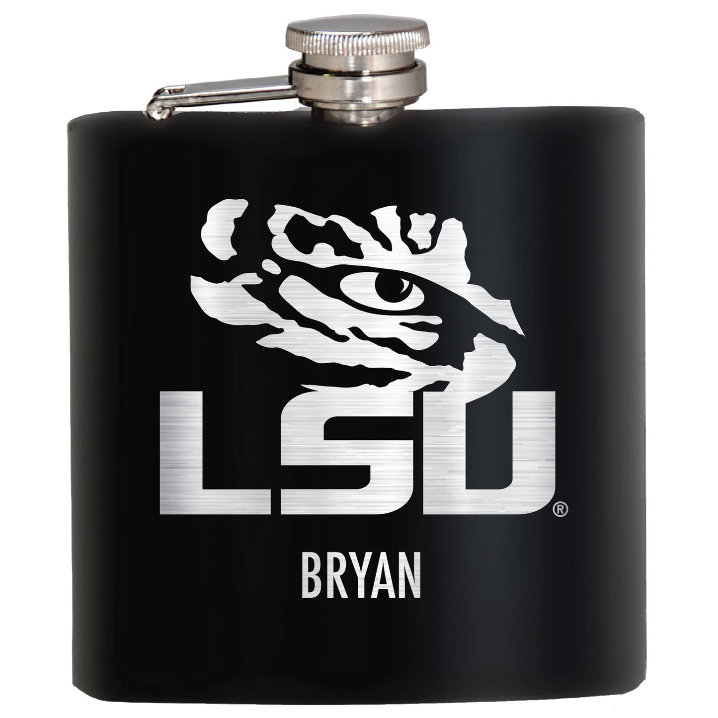 Black LSU Tigers 6oz. Personalized Stealth Hip Flask