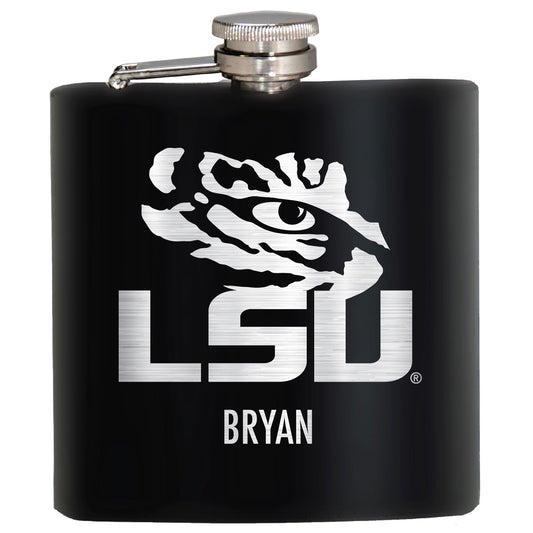 Black LSU Tigers 6oz. Personalized Stealth Hip Flask