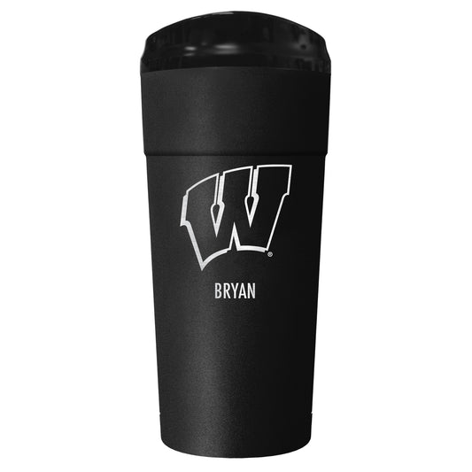 Black Wisconsin Badgers 24oz. Personalized Stealth Travel Tumbler